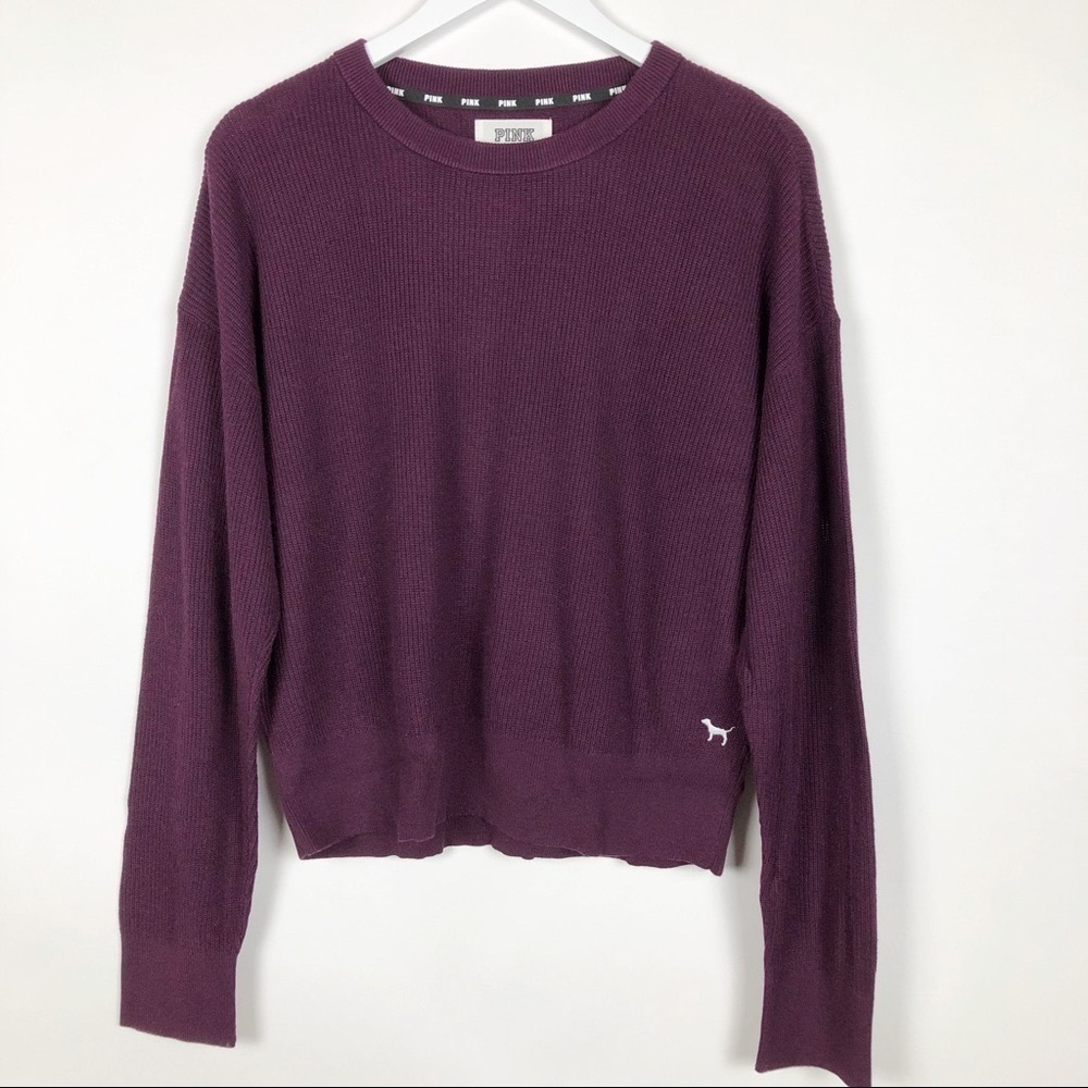 PINK VICTORIA SECRET SLOUCHY CREWNECK SWEATER TOP LARGE